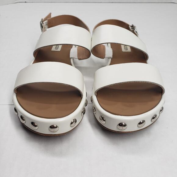 Steve Madden Sandals Women 9 White Studded Leather Vacation Goth Preppy Flatform - Picture 7 of 16